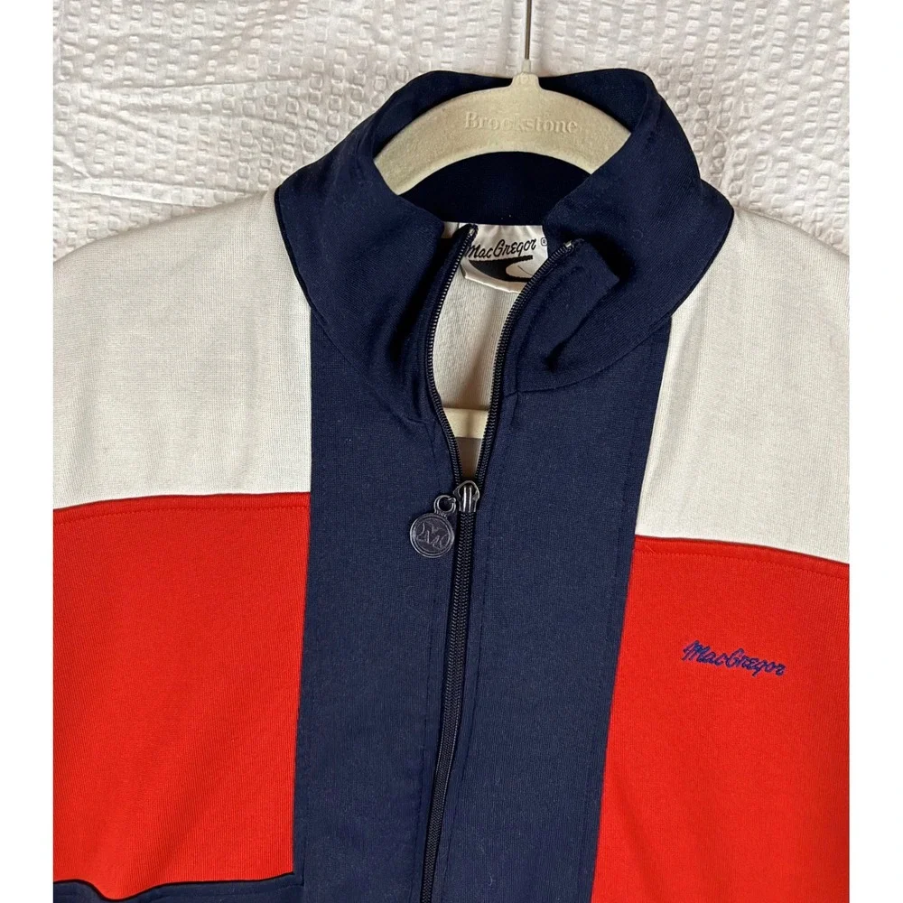 Vintage MacGregor Track Jacket Mens Large Colorblock Navy Red White Full Zip L